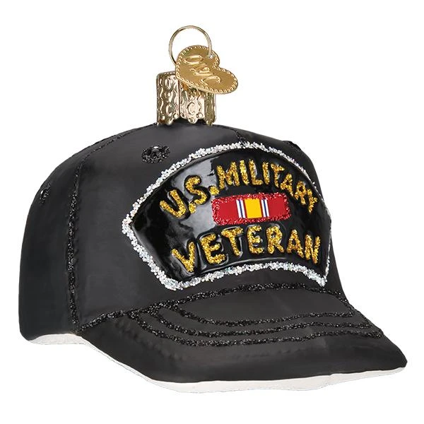 Veterans Cap Glass Ornament 5 Veterans Cap Glass Ornament - Image 3