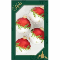 Krebs Glass Ball Ornament - Bi-Color Pine Garland - 4 Pack -Country Christmas Loft scnisu167umt8crkpt1u