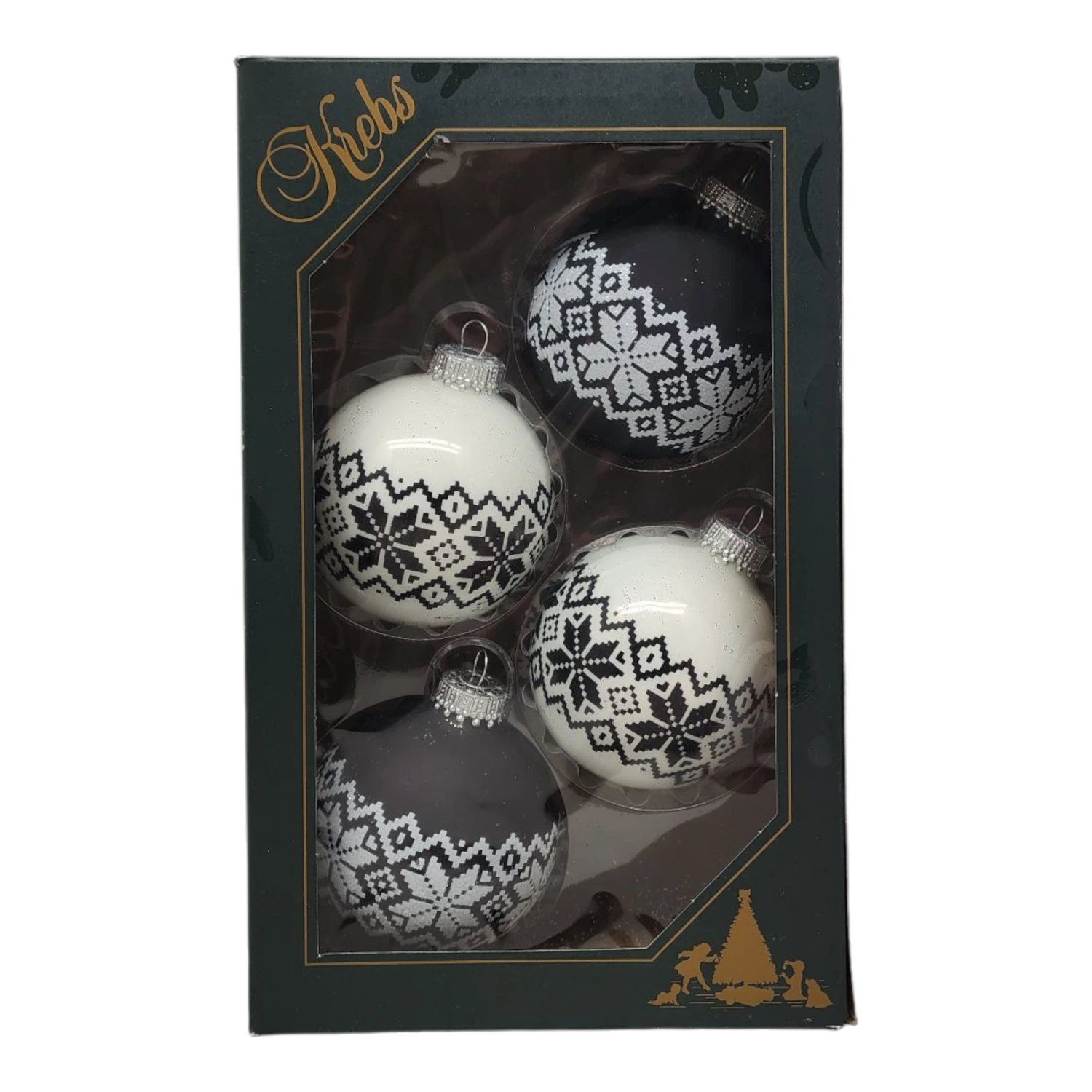 Krebs Value Glass Ornament 4 Pack - Nordic Snowflakes 3 Krebs Value Glass Ornament 4 Pack - Nordic Snowflakes