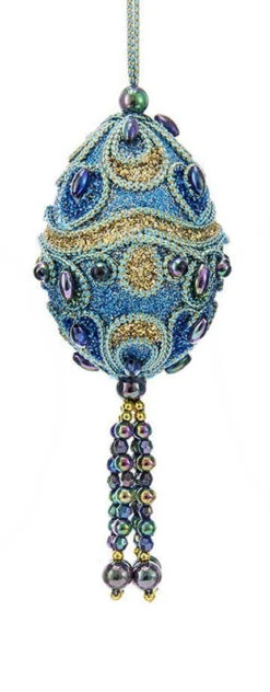 Kurt Adler Teal Peacock Egg Ornament -