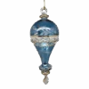 Clear Etched Blown Glass Hot Air Balloon - Blue