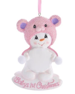 Kurt Adler Baby's 1st Christmas Snow Bear - Pink