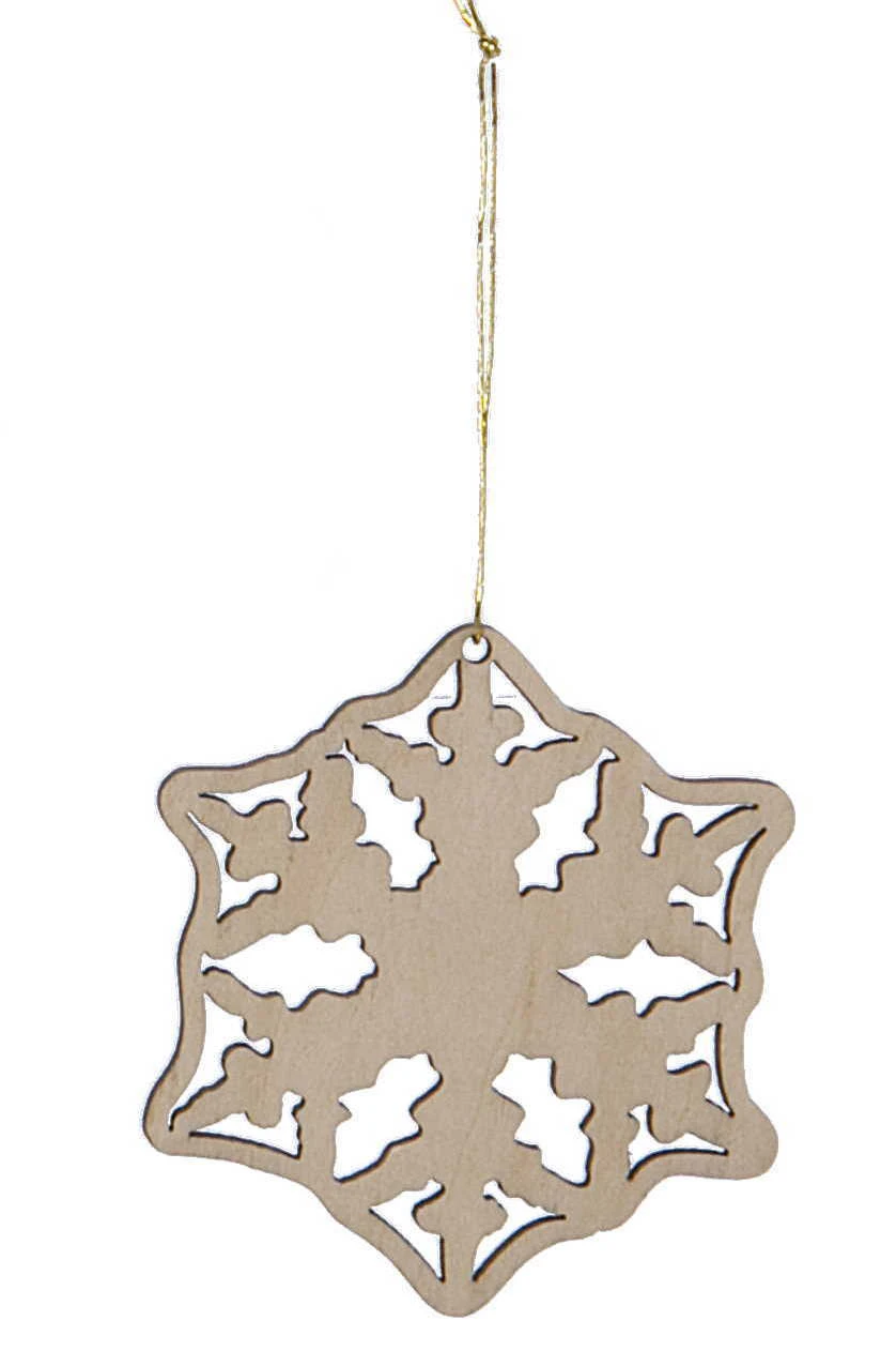 Laser Cut Wood Snowflake Ornament - Style 6 3 Laser Cut Wood Snowflake Ornament - Style 6