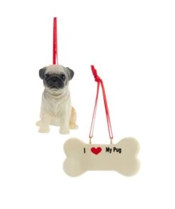 Kurt Adler I Love My Pug With Dog Bone Ornaments -Country Christmas Loft t7muq6qxjtjlgvwcyncz