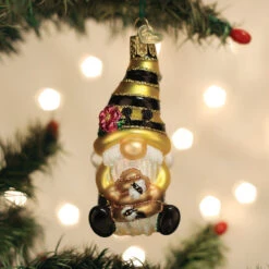 Bee Happy Gnome Glass Ornament -Country Christmas Loft taxpsek4nmtm6vy5rwem