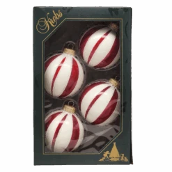 Krebs Value Glass Ball 4 Pack - Peppermint Stripe