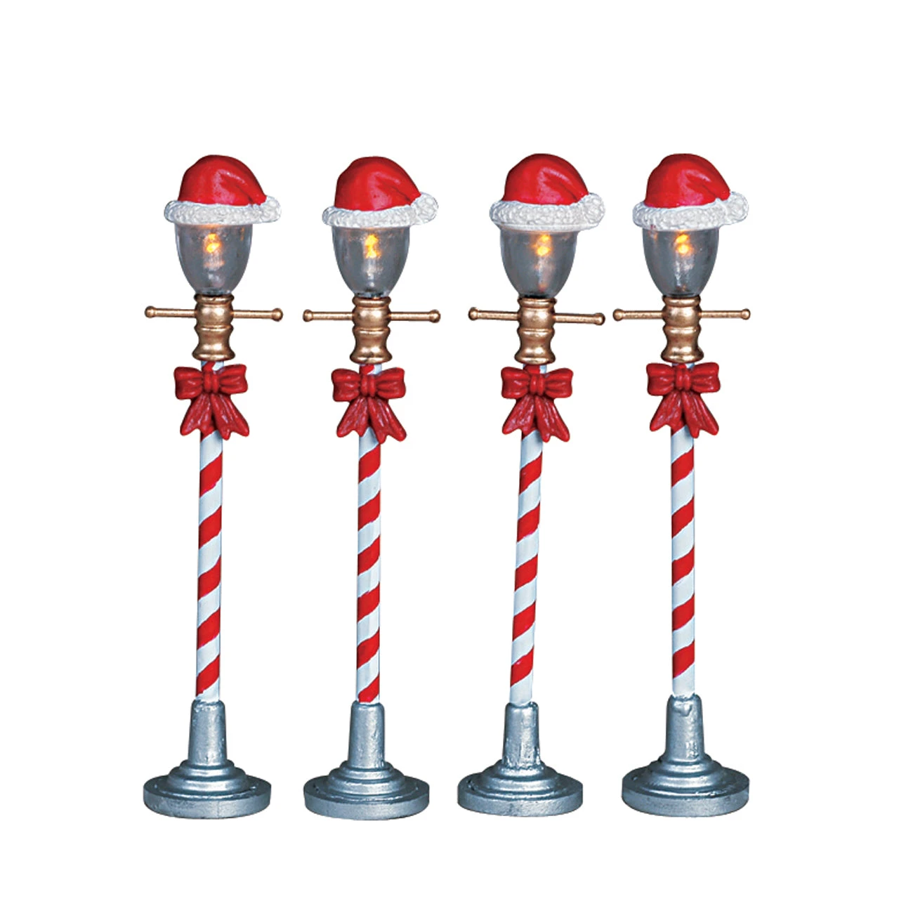 Lemax Santa Hat Street Light - 4 Piece Set 3 Lemax Santa Hat Street Light - 4 Piece Set