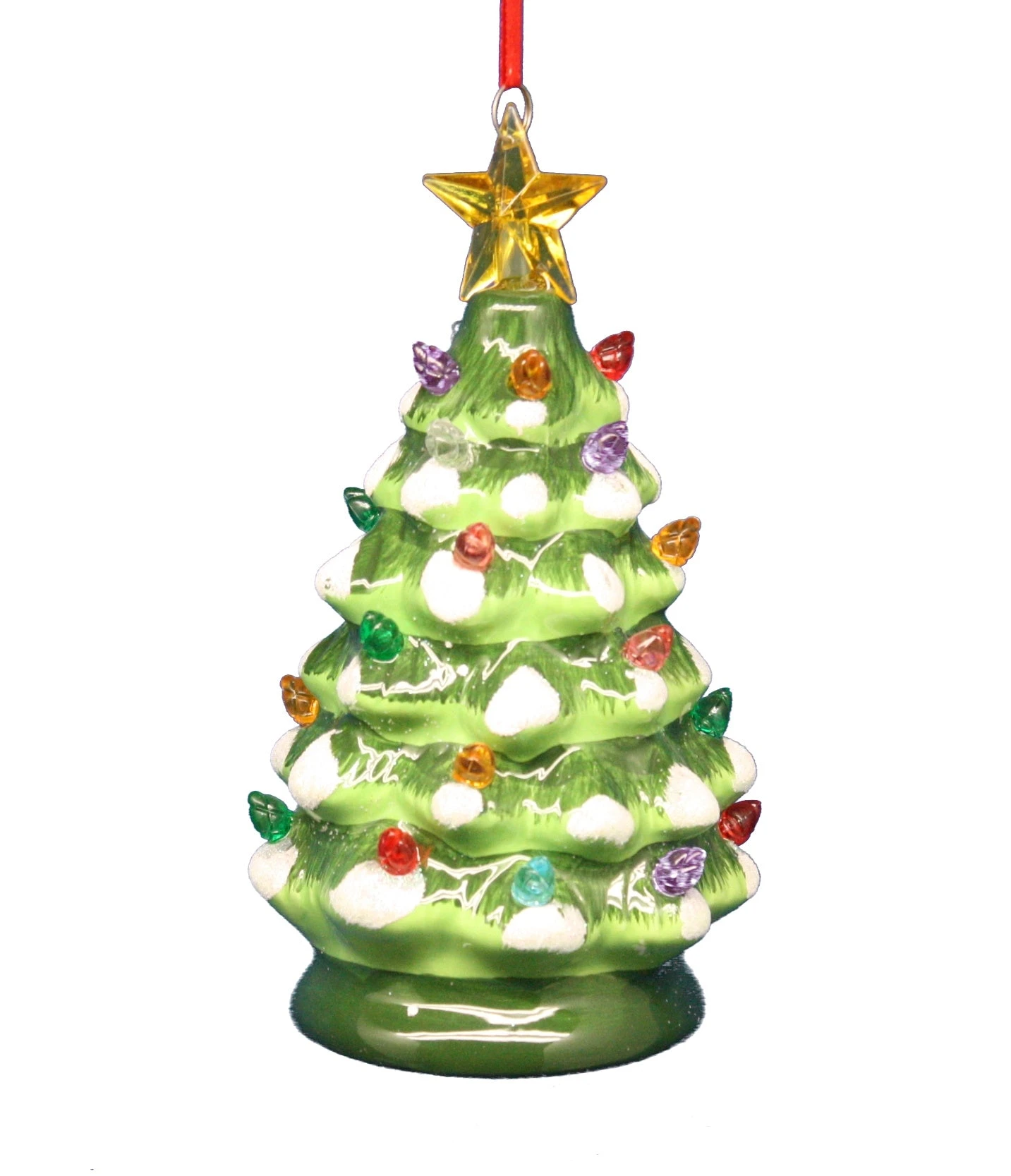 B/O Lighted Green Ceramic Tree Ornament 3 B/O Lighted Green Ceramic Tree Ornament