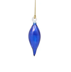 Blown Glass Teardrop Ornament - Cobalt - High Bulge