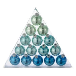 Kurt Adler Miniature Wavy Stripes Glass Ball Ornaments - 15 Piece Box Set