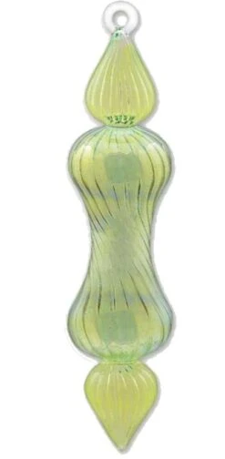 Mid Size Mixed Section Twisted Glass Ornament - Green