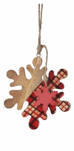 Large Wood Plaid Snowflake Ornament - -Country Christmas Loft uddysptf55xeaqt5et0c