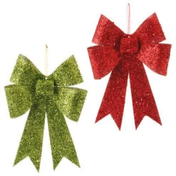 Glittered Bow Ornament - Green -Country Christmas Loft uferoqu7dmkfkt7b5eau