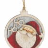 Wooden Circle Glittered Ornament - Santa Ho Ho -Country Christmas Loft ulugvebu2k5rrmultroe