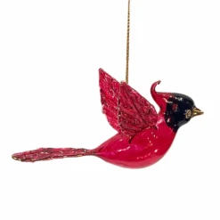 Blown Glass Cardinal With Gold Accents - Ornament