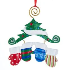 Kurt Adler Dangling Mittens Family Ornament- Family Of 4
