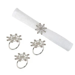 Silver Winter Snowflake Napkin Ring - Set Of 4