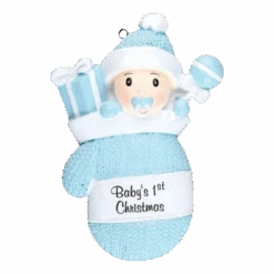 Baby Boy In Mitten - Ornament