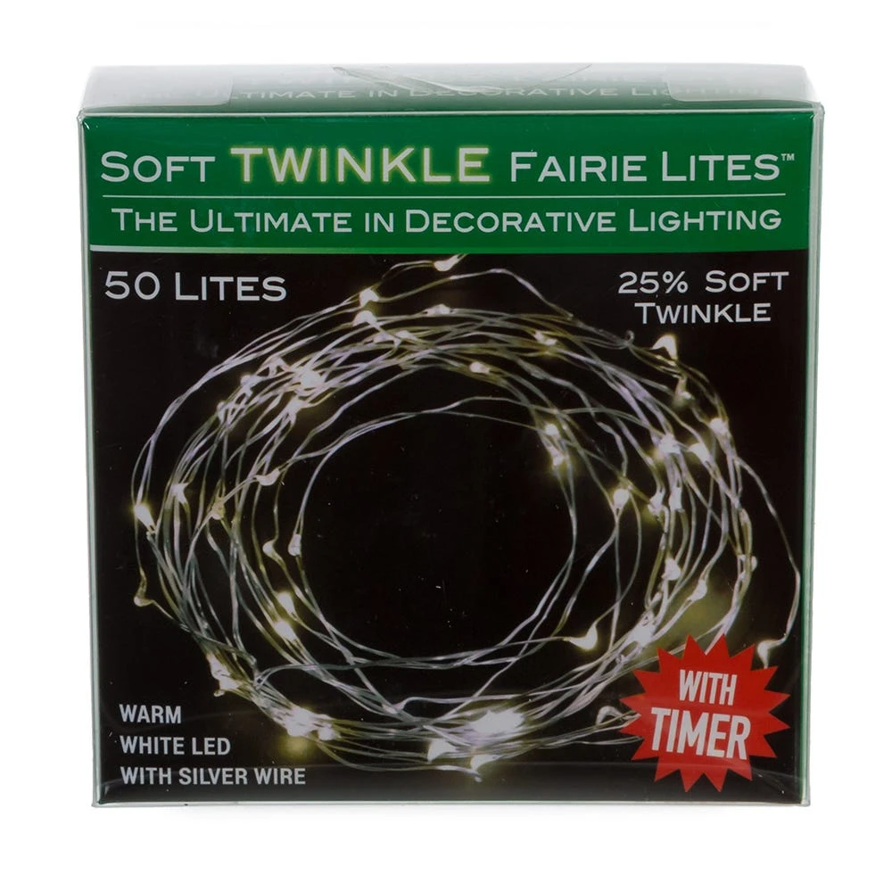 Kurt Adler 50-Light Battery-Operated Warm White Twinkle Fairy Silver Wire Lights 3 Kurt Adler 50-Light Battery-Operated Warm White Twinkle Fairy Silver Wire Lights