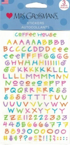 Multi Color Coffee House Alphabet Stickers
