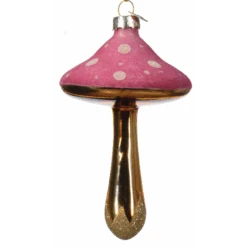 Gold Stem Glass Mushroom Ornament - -Country Christmas Loft widxudytzik5rjahigjq