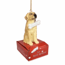 Golden Retriever With Bone Ornament