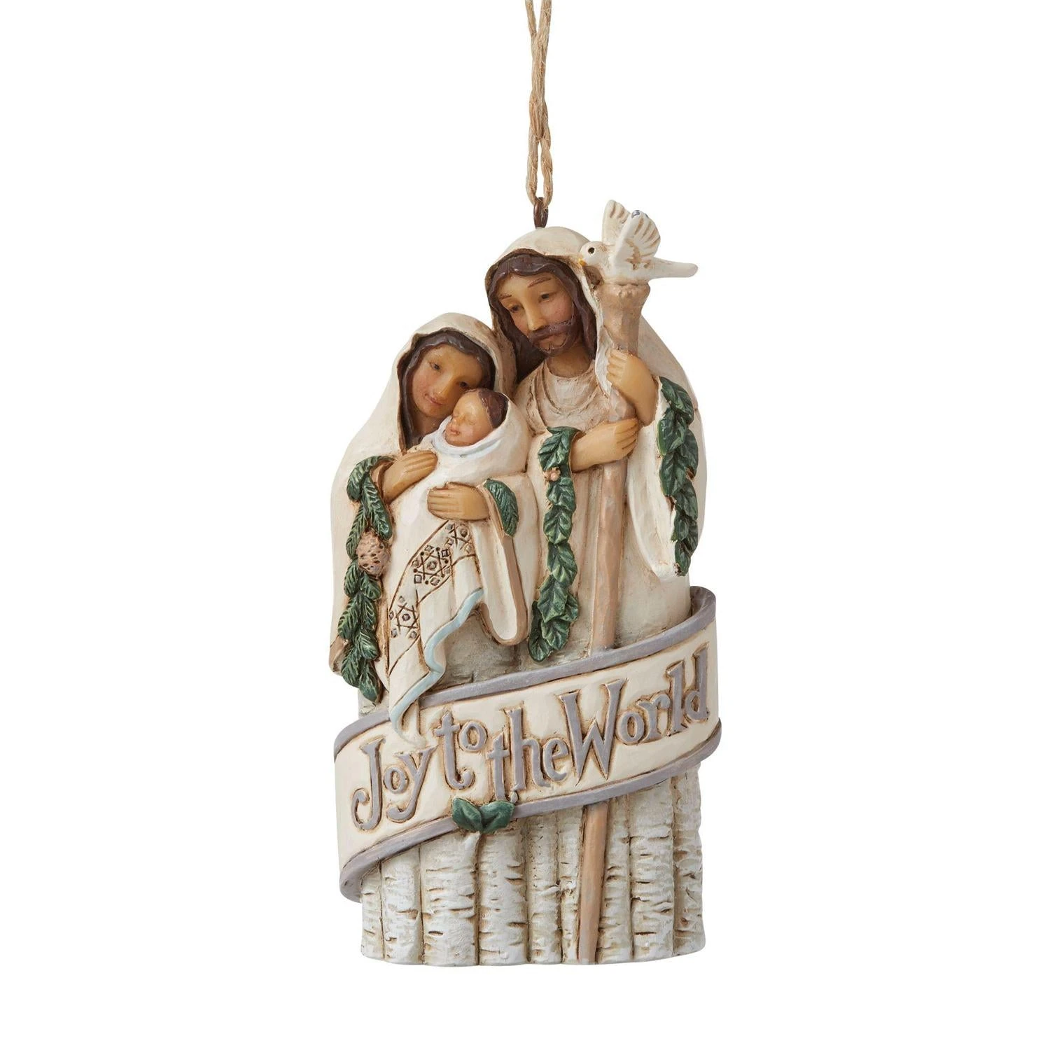 White Woodland Holy Family Ornament 3 White Woodland Holy Family Ornament