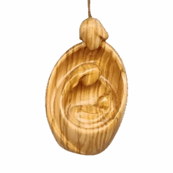 Modern Style Nativity Scene Ornament - Olive Wood - 3.5 Inch