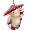 Candy Cane Mushroom Ornament - Skating