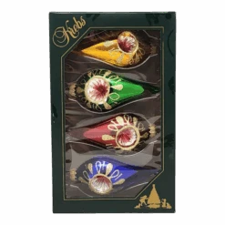 Krebs Value Glass Ornament 4 Pack - Vintage Teardrop Reflectors