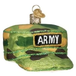 Army Cap Glass Ornament 8 Army Cap Glass Ornament -Country Christmas Loft y2ty3p64qgrhfsrcddoj