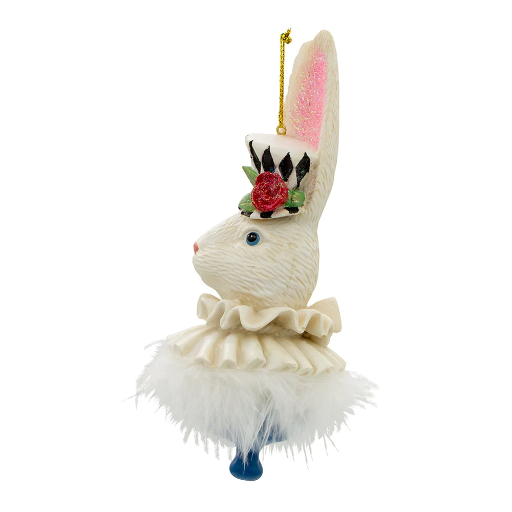 Kurt Adler Alice In Wonderland Hat Ornament - White Rabbit 6 Kurt Adler Alice In Wonderland Hat Ornament - White Rabbit - Image 4
