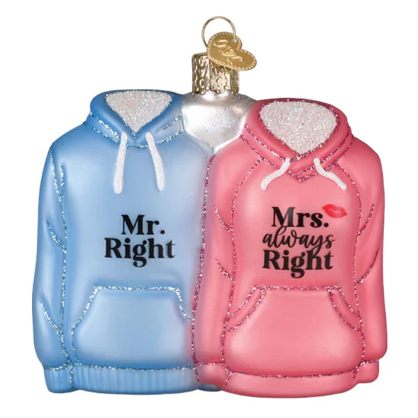 Mr And Mrs Hoodies Glass Ornament 3 Mr And Mrs Hoodies Glass Ornament