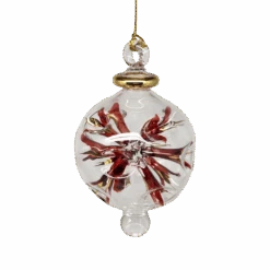 Blown Glass Pierced Starburst Ornament - Red