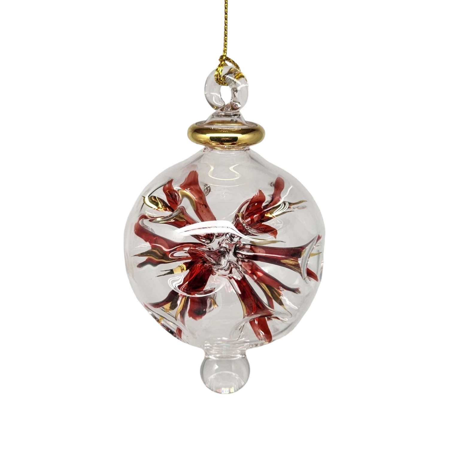 Blown Glass Pierced Starburst Ornament - Red 3 Blown Glass Pierced Starburst Ornament - Red