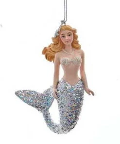 Kurt Adler Mermaid With Glittered Tail Ornament - Silver