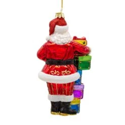 Bellissimo Glass Santa With Gift Boxes Ornament -Country Christmas Loft z36kjk6bu3jd42vmscjs