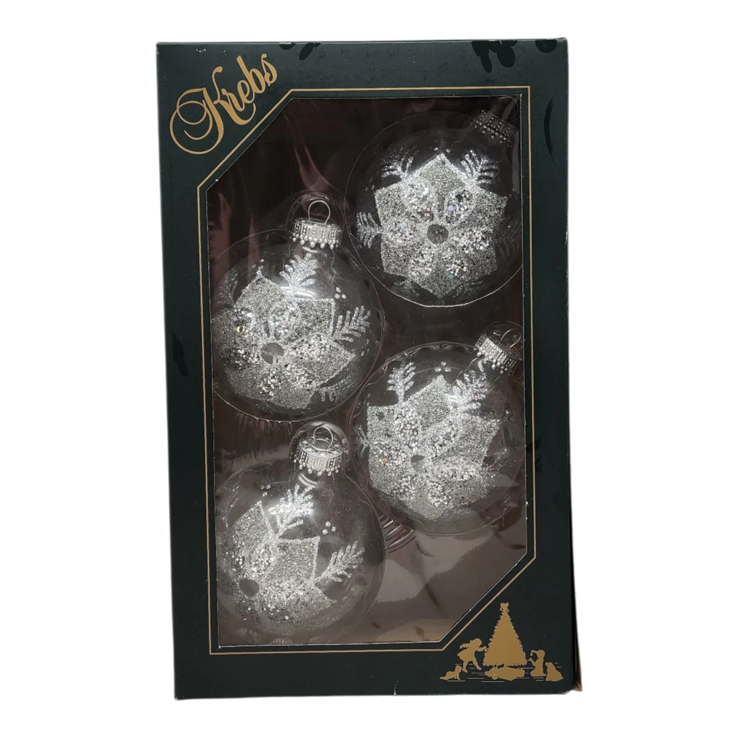 Krebs Value Glass Ornament 4 Pack - Frosted Poinsettia 3 Krebs Value Glass Ornament 4 Pack - Frosted Poinsettia