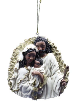Kurt Adler African American Ivory And Gold Holy Family Ornament -
