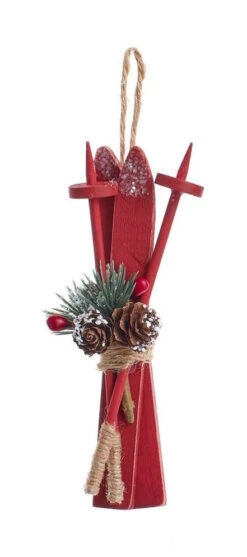 Kurt Adler Wooden Skis With Holiday Décor Ornament - -Country Christmas Loft zbavjvbne0ccxiuhlrei