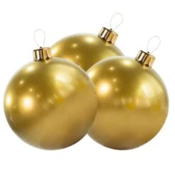 Holiball Inflatable Ornament - 8" - Mini Vintage Gold Trio