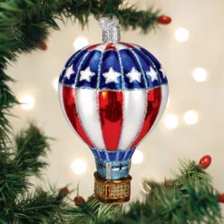 Patriotic Hot Air Balloon Glass Ornament -Country Christmas Loft zc5byhi7sowt81gseuzg