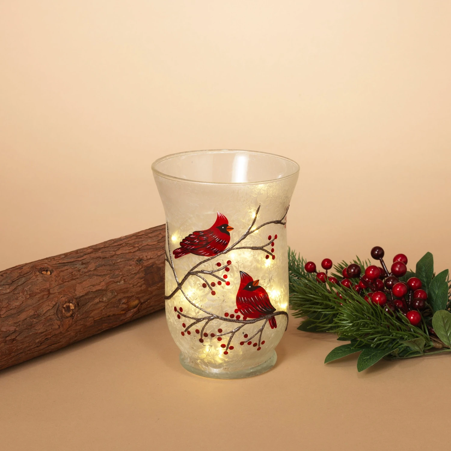 Frosted Glass Cardinal Design Hurricane Candle Holder 5 Frosted Glass Cardinal Design Hurricane Candle Holder - Image 3
