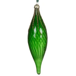 Olive Glass Swirl With Glitter Lines - 7.75 Inch - Pine Green